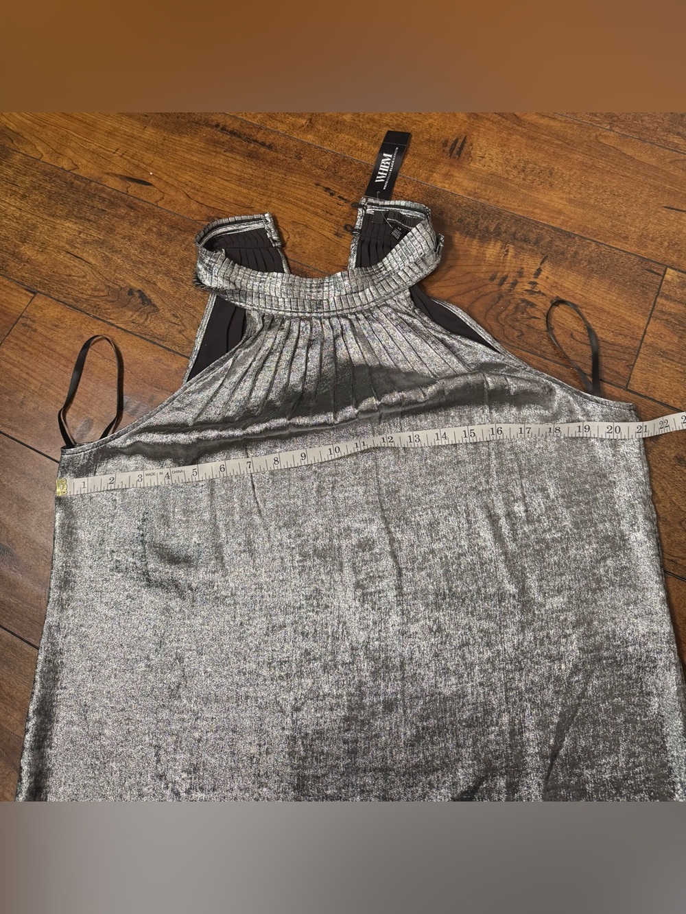 NWT White House Black Market Metallic Silver Gunmetal Halter-Neck Top size 10 - Picture 10 of 10